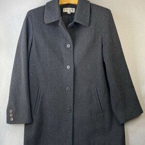 Vintage 90s Albert Nipon Gray Wool & Cashmere Overcoat Womens 12 Made In USA EUC